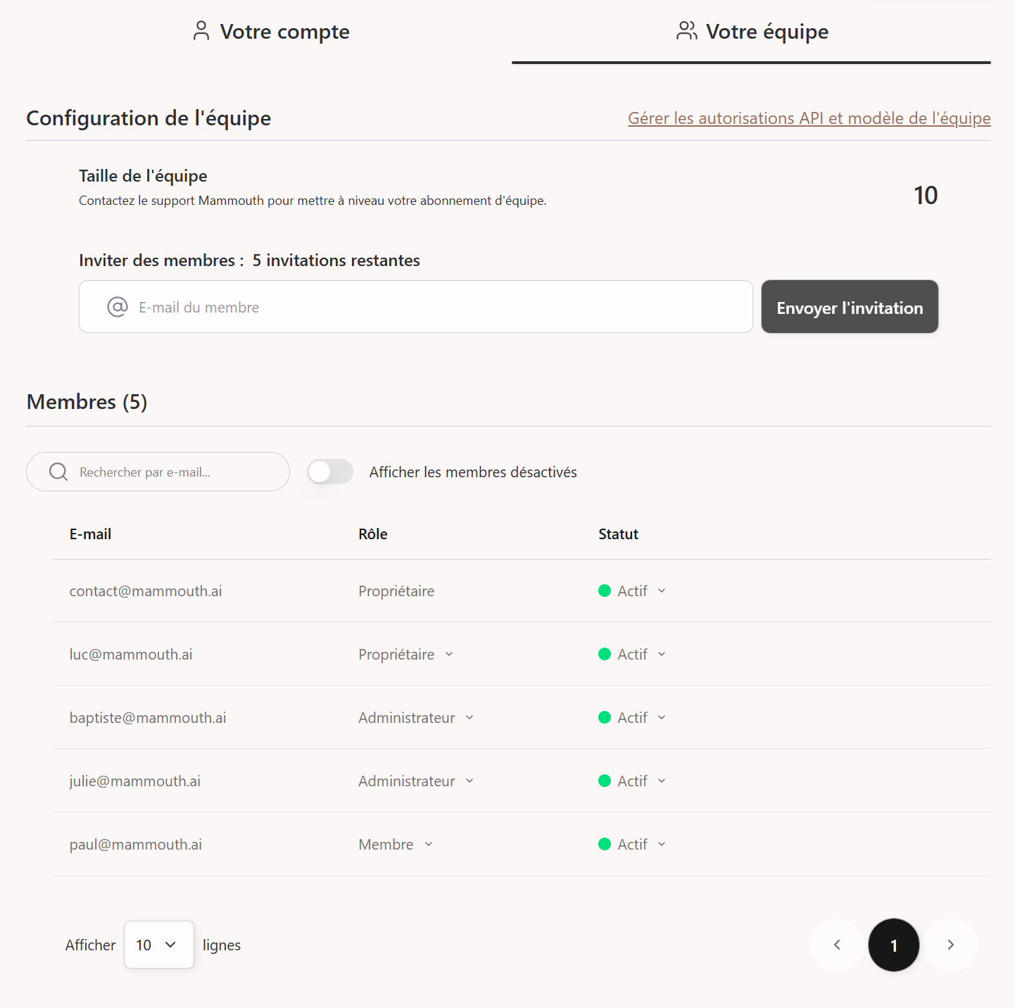 Teams Settings Screenshot