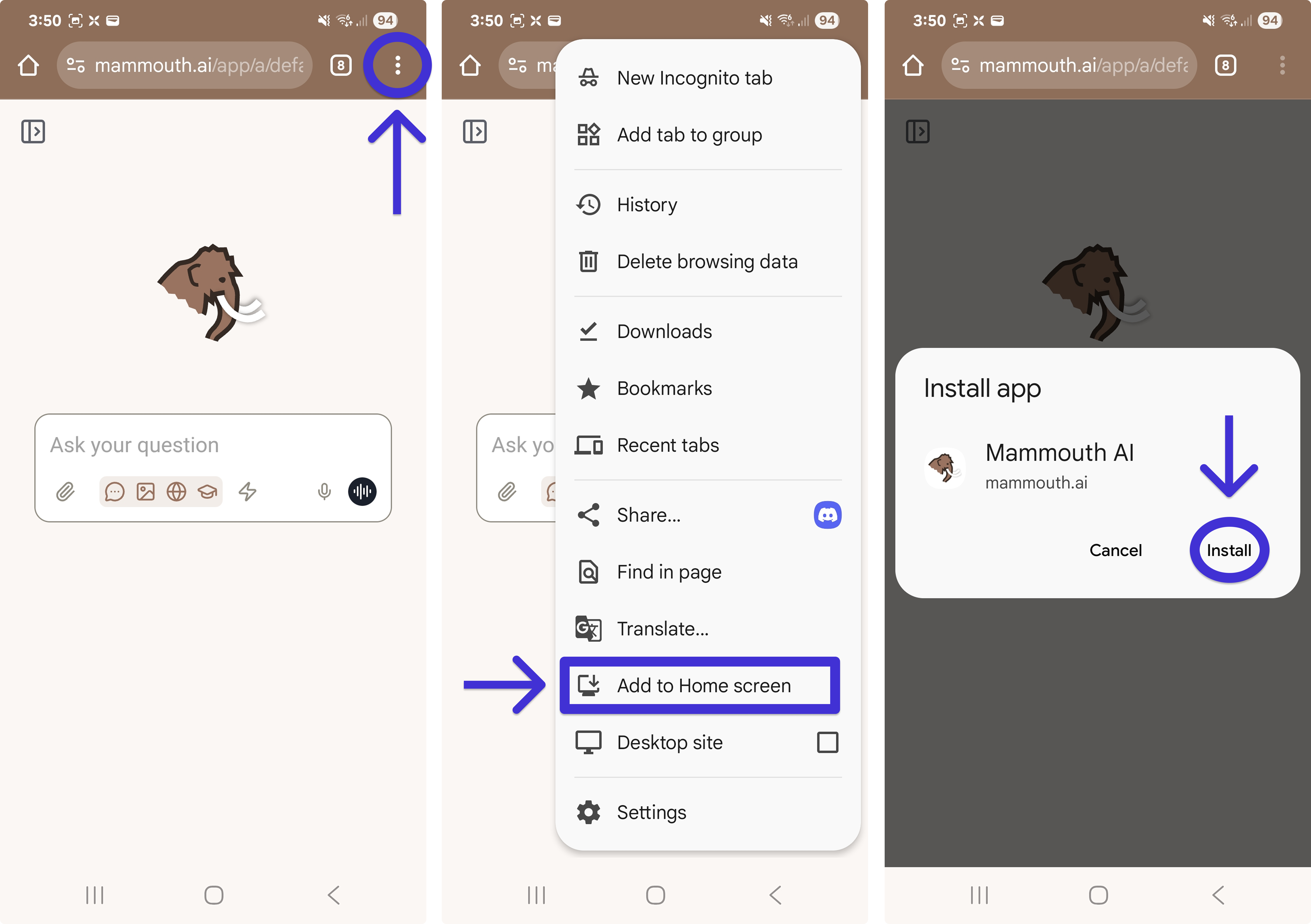 add app on android full path