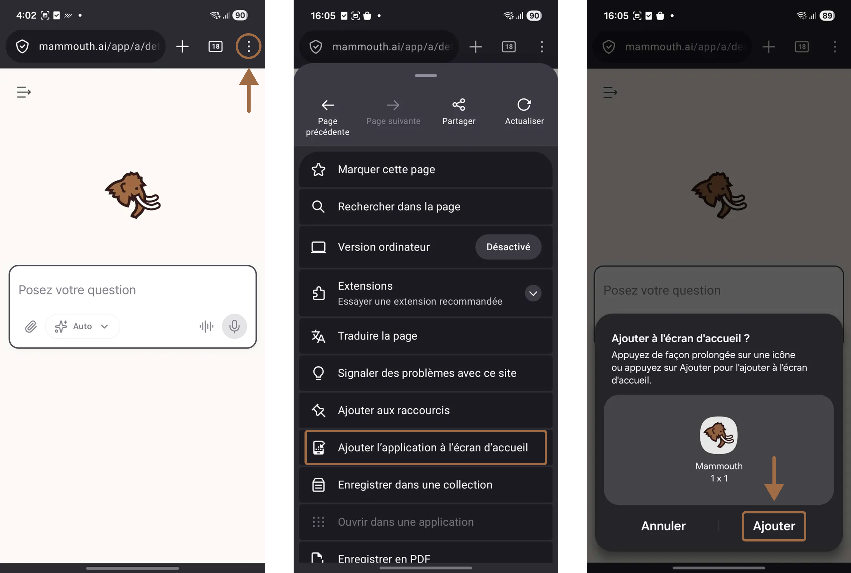 ajouter sur android
